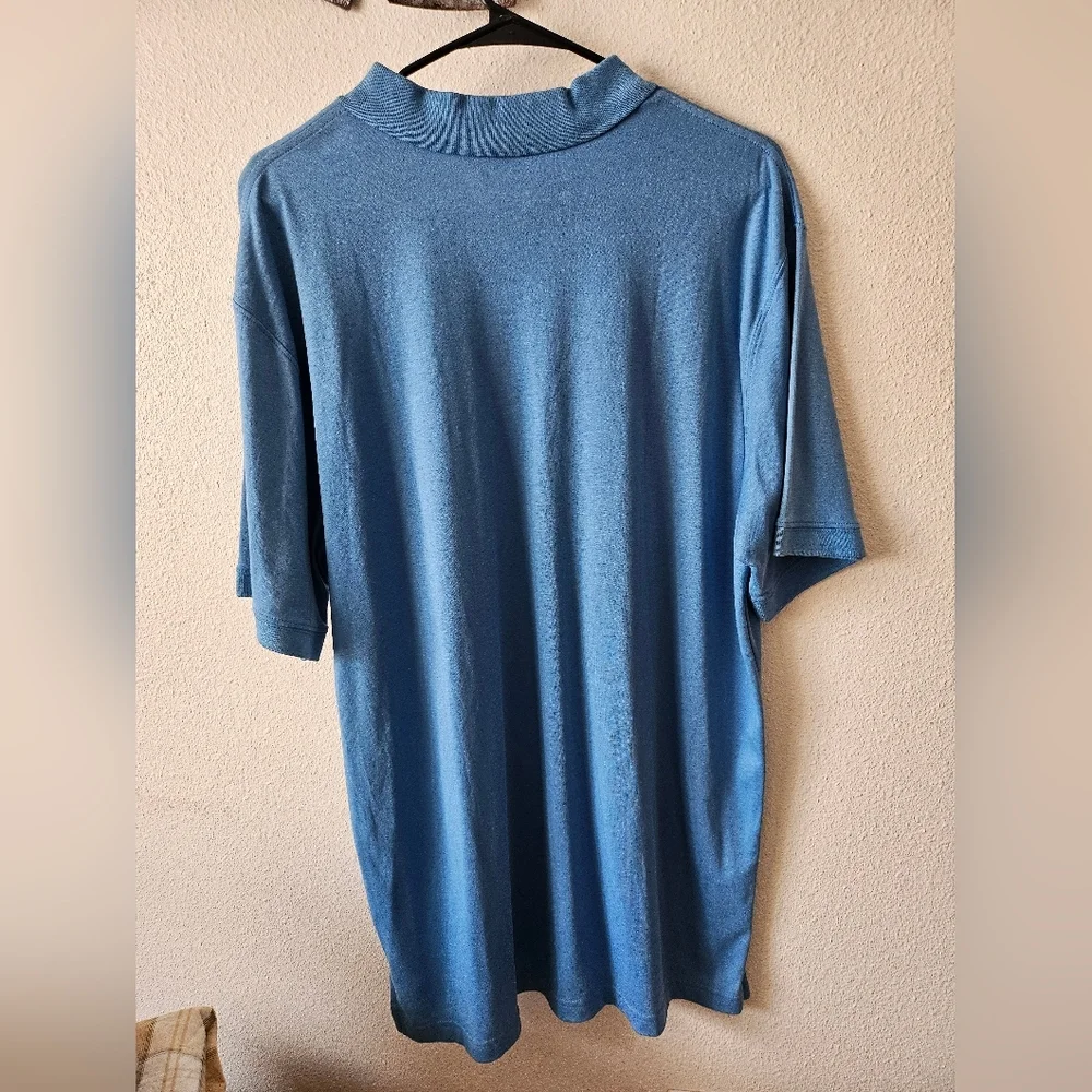 L.L. Bean Men's Blue Casual Travel Polo Shirt Size LArge Tall.